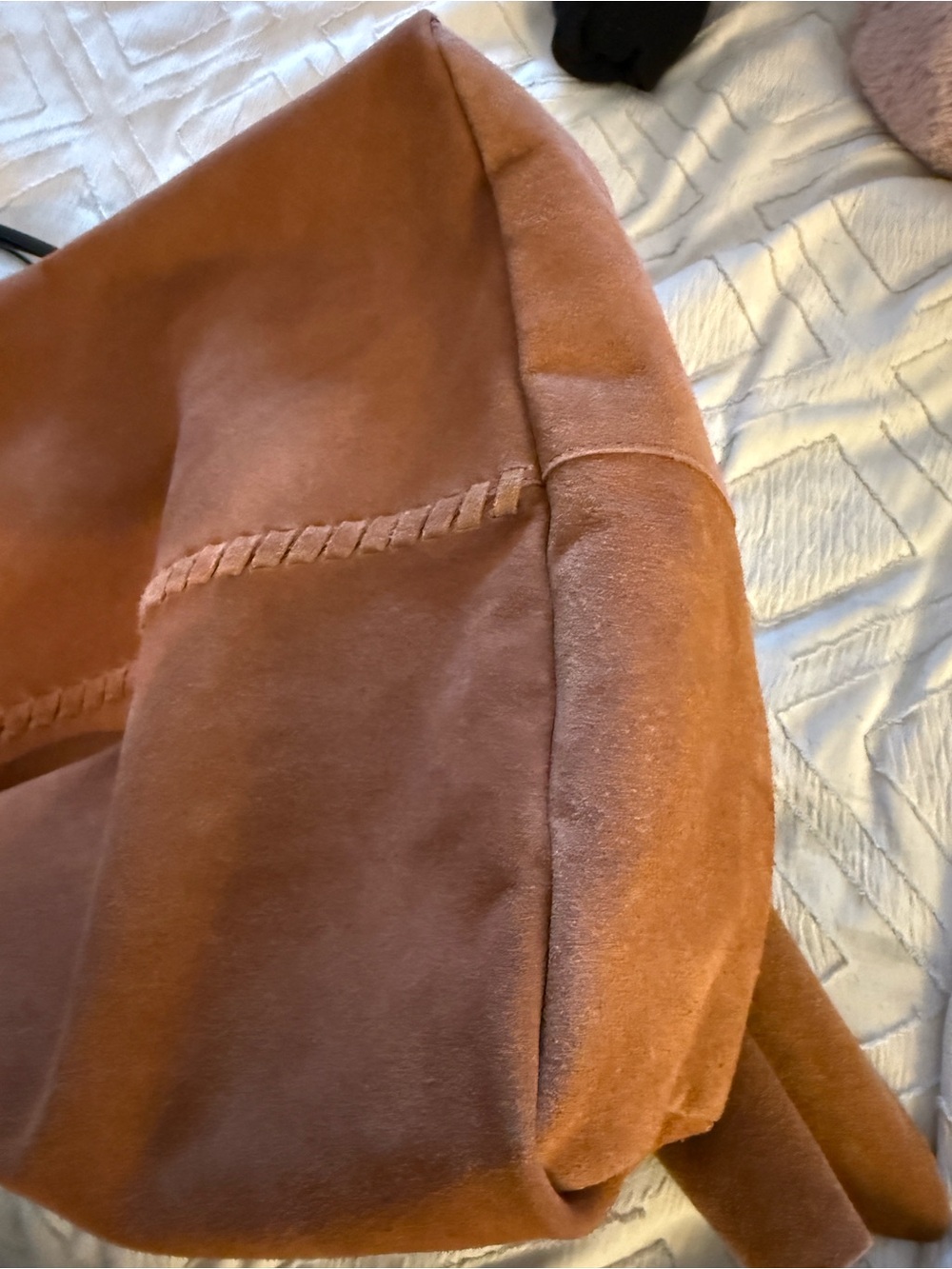 Suede Shoulder Hobo Bag - Cognac Brown - Picture 4 of 6